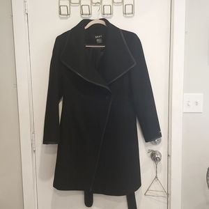 Black DNKY Black Wool Coat - Small